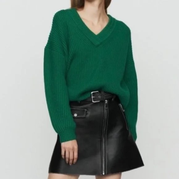 Maje Ribbed Knit V Neck Sweater sz S - Picture 13 of 15